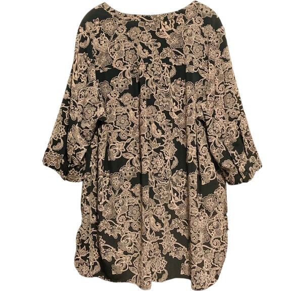 CATHERINES PRINT TOP 1X 18 / 20W 3/4 Sleeves Boho Flowy High-Low Hem - Picture 6 of 6